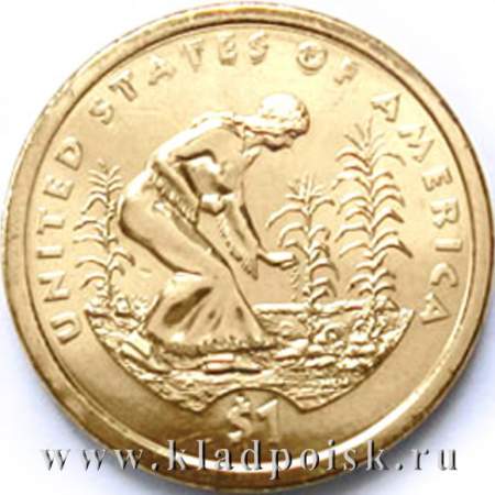 Монета 1 доллар Сакагавея Индианка