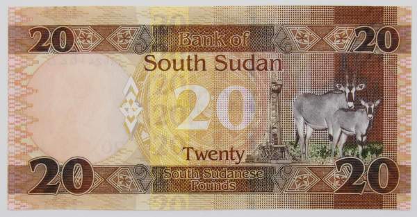 Банкнота 20 фунтов 2016 года Южный Судан