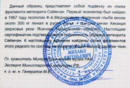 Кулон круглый с метеоритом Сеймчан, арт 7