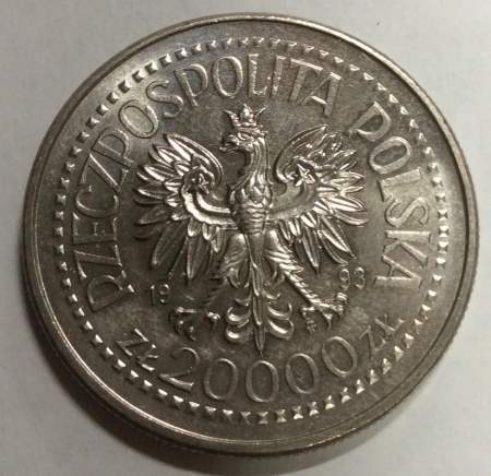 Монета 20000 злотых Польша, серии «Короли Польши» Казимир IV, 1993