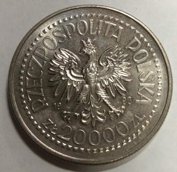 Монета 20000 злотых Польша, серии «Короли Польши» Казимир IV, 1993