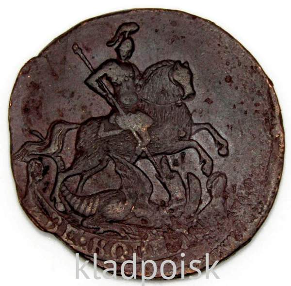 Монета 2 копейки 1758 года, Российская Империя, Елизавета I (арт 4)