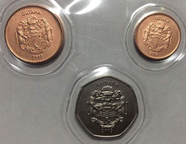 Набор регулярных монет Гайаны 2011-2013 гг., 3 монеты