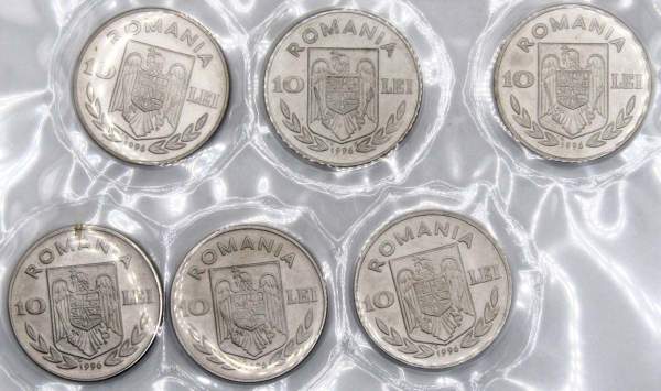 Набор монет 10 леев Румынии 1996 года Олимпиада в Атланте, 6 монет Набор монет 10 леев Румынии 1996 года Олимпиада в Атланте, 6 монет