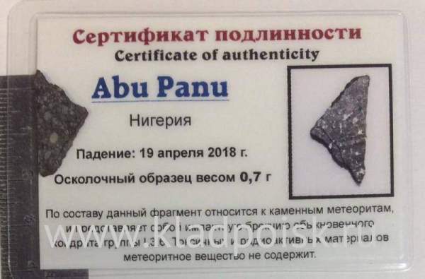 Осколок метеорита Abu Panu, арт 5 Осколок метеорита Abu Panu, арт 5