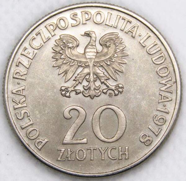 Монета 20 злотых Польша, Мария Конопницкая, 1978, арт 2