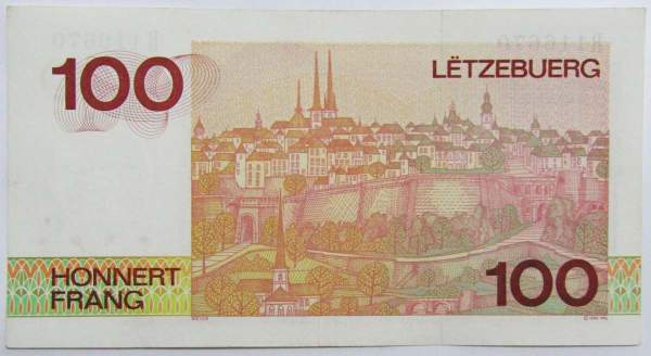 100 франков 1993 года Люксембург 100 франков 1993 года Люксембург