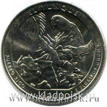 Монета 25 центов Национальный лес Эль-Юнке, монетный двор P