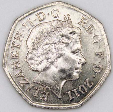 Памятная монета 50 пенсов 2011 года Теннис - Олимпийские игры в Лондоне