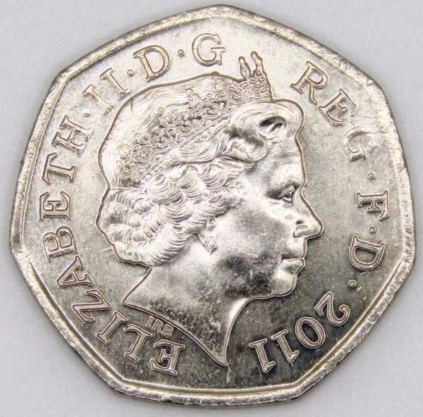 Памятная монета 50 пенсов 2011 года Теннис - Олимпийские игры в Лондоне