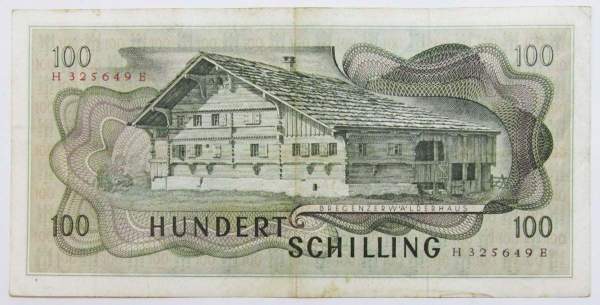 Банкнота 100 шиллингов 1969 года Австрия
