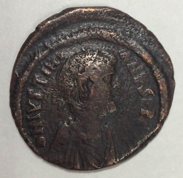 Монета Византии Фоллис (40 нумиев) Юстиниан I 526-539 гг. Город Фессолоники Монета Византии Фоллис (40 нумиев) Юстиниан I 526-539 гг. Город Фессолоники