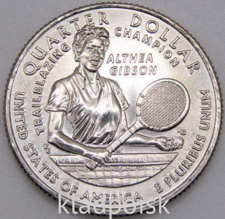 Монета 25 центов США Алтея Гибсон из серии «Американские женщины» (2025) P