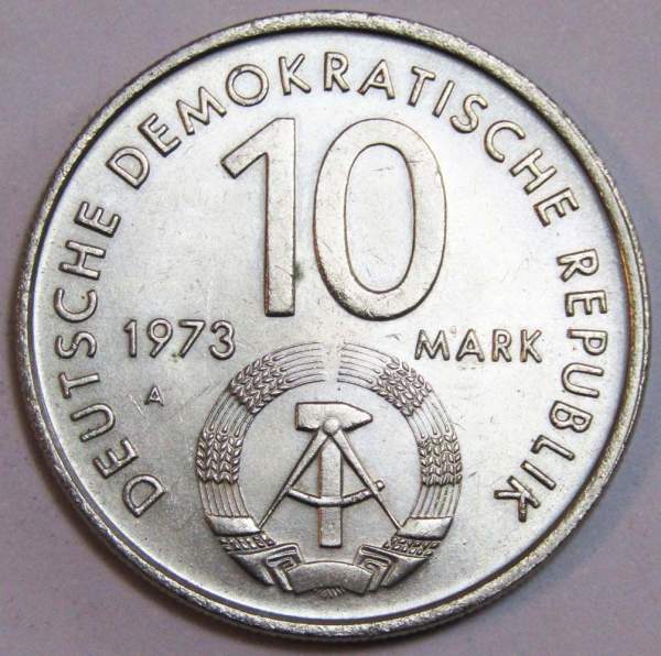 Монета ГДР 10 марок 1973 года 10-ый международный фестиваль молодёжи и студентов, Берлин
