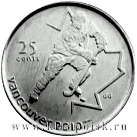 Монета  25 центов Канада, Олимпиада 2010 год Ванкувер - Хоккей