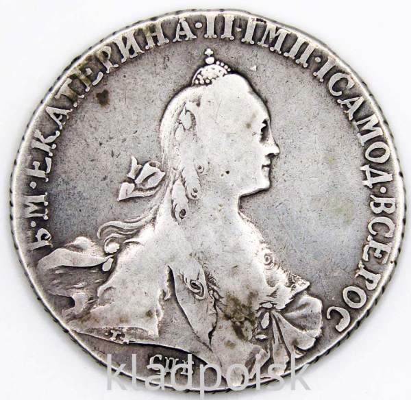 Монета рубль 1769 г. Российская Империя, СПБ СА. Екатерина II