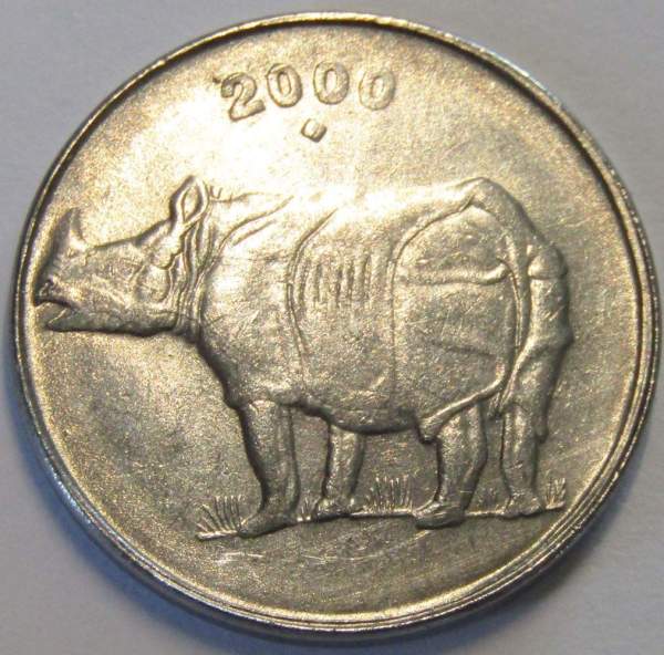 Монета 25 пайсов 2000 года Индия