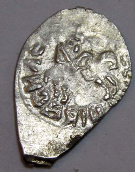 Денга Василий II Васильевич «Тёмный», серебро, Князь с отрубленной головой в руке/всадник с копьем, арт 10