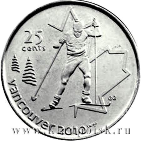 Монета  25 центов Канада, Олимпиада 2010 год Ванкувер – Лыжные гонки