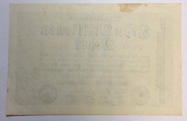 Банкнота 10 миллионов марок 1923 года - Веймарская Республика KM 106 Банкнота 10 миллионов марок 1923 года - Веймарская Республика KM 106