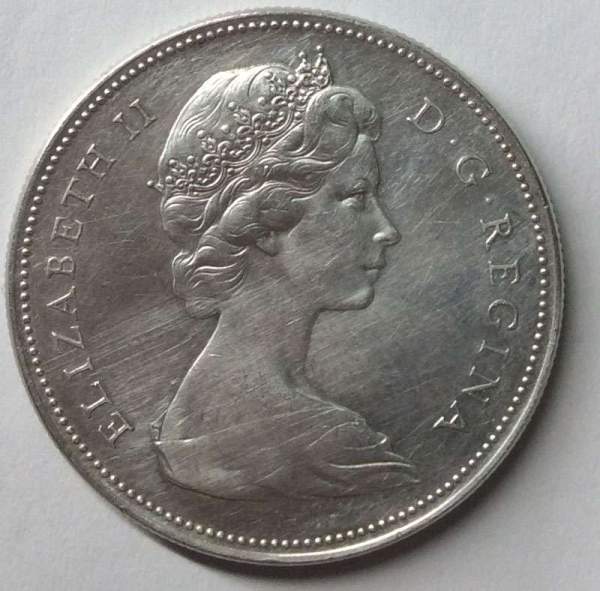 Монета 1 Доллар Канада, 1966 год, Каноэ, серебро Монета 1 Доллар Канада, 1966 год, Каноэ, серебро