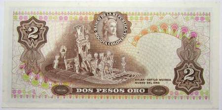 Банкнота 2 песо 1973 Колумбия