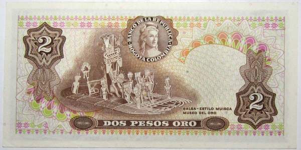Банкнота 2 песо 1973 Колумбия Банкнота 2 песо 1973 Колумбия