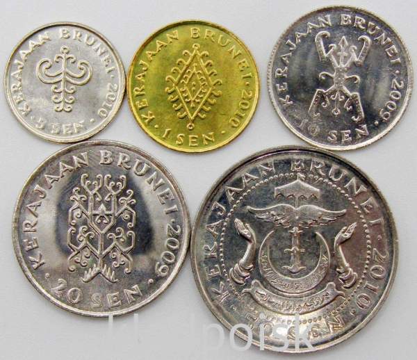 Набор регулярных монет Брунея 2009-2010 гг., 5 монет