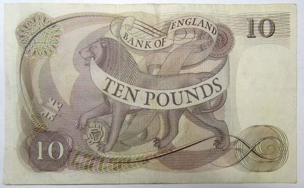 Банкнота 10 фунтов 1975 года Банк Англии - Великобритания Банкнота 10 фунтов 1975 года Банк Англии - Великобритания