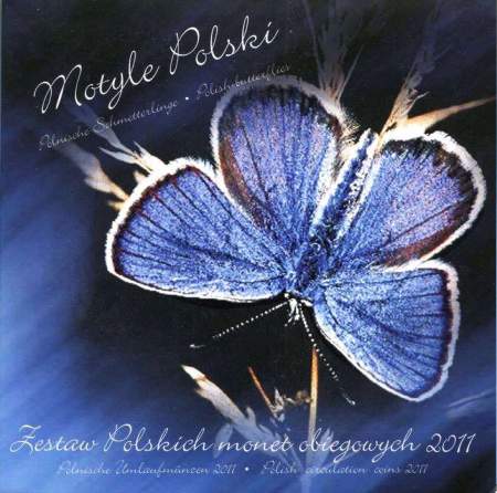 Набор монет Польши Бабочка 2011 года, 6 монет + жетон в альбоме