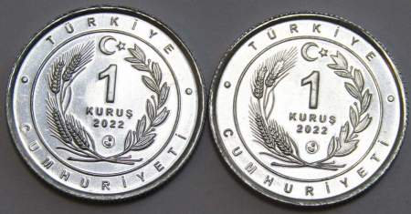 Набор монет 1 куруш Турция 2022 Лев и Леопард, 2 монеты