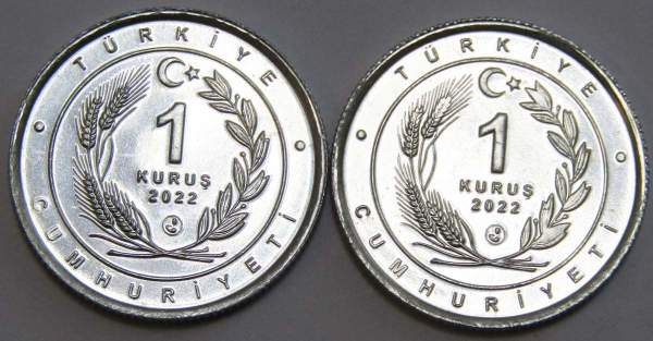 Набор монет 1 куруш Турция 2022 Лев и Леопард, 2 монеты Набор монет 1 куруш Турция 2022 Лев и Леопард, 2 монеты