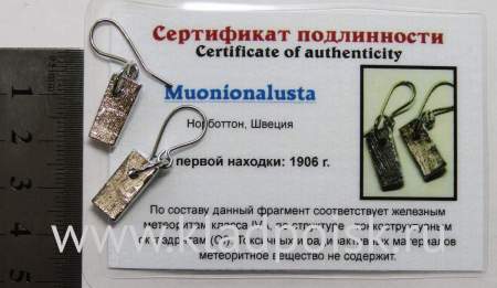 Серьги с метеоритом Муонионалуста (Muonionalusta), арт 5 Серьги с метеоритом Муонионалуста (Muonionalusta), арт 5