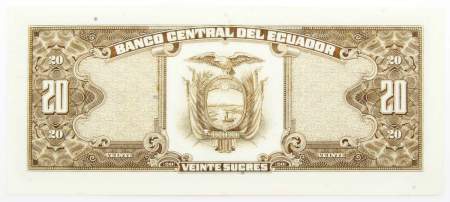 Банкнота 20 сукре 1988 года Эквадор
