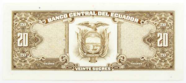 Банкнота 20 сукре 1988 года Эквадор Банкнота 20 сукре 1988 года Эквадор