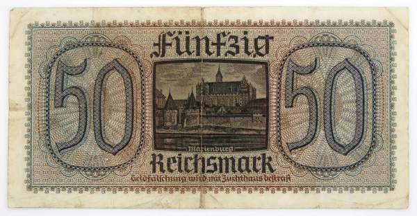 Банкнота 50 рейхсмарок 1939 года Германия