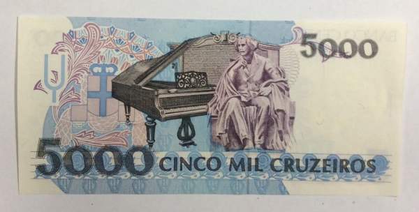 Банкнота Бразилия 5000 крузейро 1990-1993 гг. Банкнота Бразилия 5000 крузейро 1990-1993 гг.