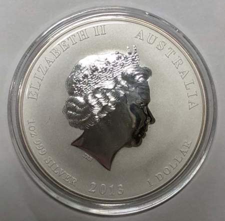 Монета 1 доллар Австралия 2013 Год змеи, серебро