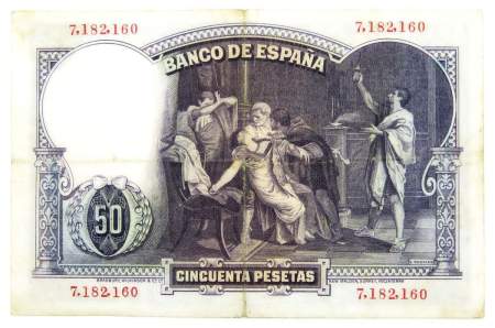 Банкнота 50 песет 1931 года Испания