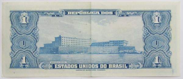 Банкнота Бразилия 1 крузейро 1964 года, арт 2