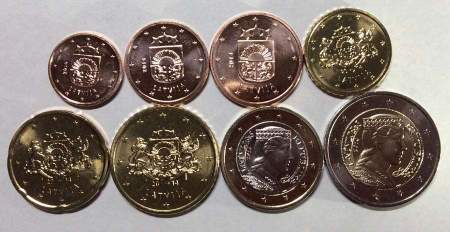 Годовой набор монет Евро Латвия 2014