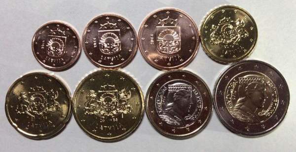 Годовой набор монет Евро Латвия 2014