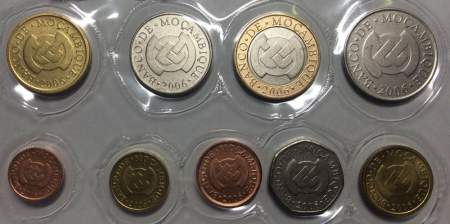 Набор регулярных монет республики Мозамбик 2006 года, 9 монет