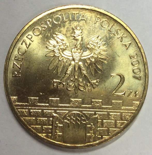 Монета 2 злотых Польша Город Тарнув из серии Древние города Польши, 2007