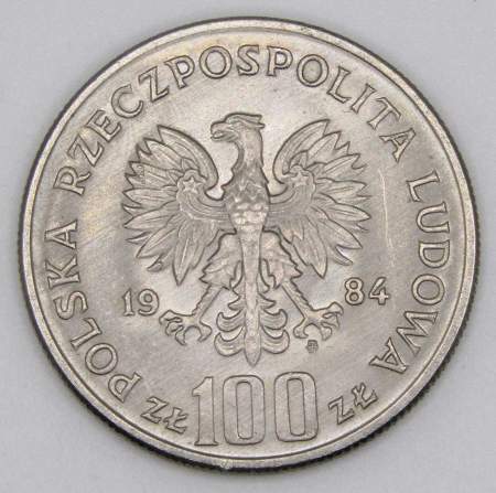 Монета 100 злотых Польша, 110 лет со дня рождения Винценты Витоса, 1984