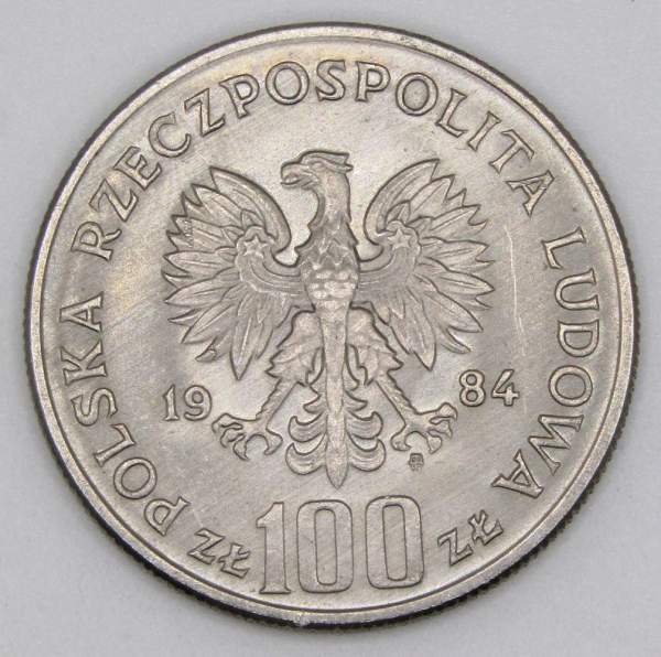 Монета 100 злотых Польша, 110 лет со дня рождения Винценты Витоса, 1984