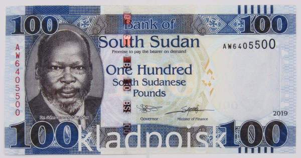 Банкнота 100 фунтов 2019 года Южный Судан