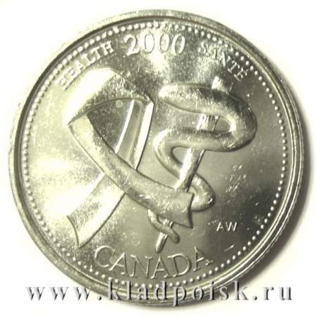 Монета  25 центов Канада, Миллениум 2000 – Здоровье
