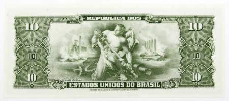 Банкнота Бразилия 10 крузейро 1966 года