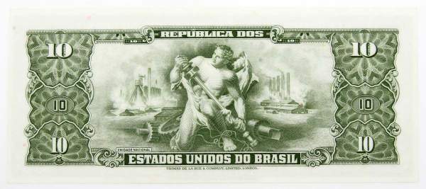 Банкнота Бразилия 10 крузейро 1966 года Банкнота Бразилия 10 крузейро 1966 года